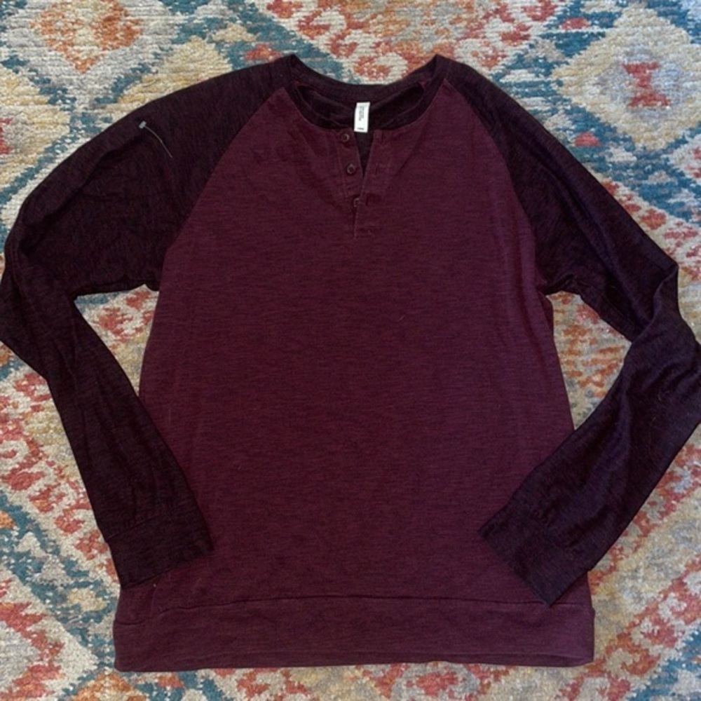 Frank & Oak men’s red Henley long sleeve tee - large new